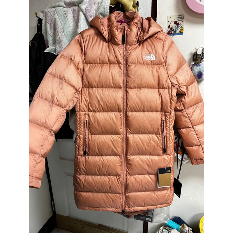 the north face 北臉 TNF 550長版羽絨外套 粉膚色 L號