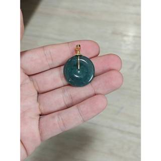 【一方翡翠】緬甸一手貨源-臺灣出貨! #2402041 冰糯種海藍之謎翡翠平安扣掛件項鍊-數量稀少(翡翠A貨-附證書)