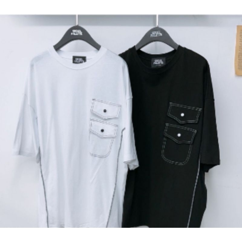全新正韓Seoul Palette 太妍歐膩雙口袋造型T恤- 黑白兩色