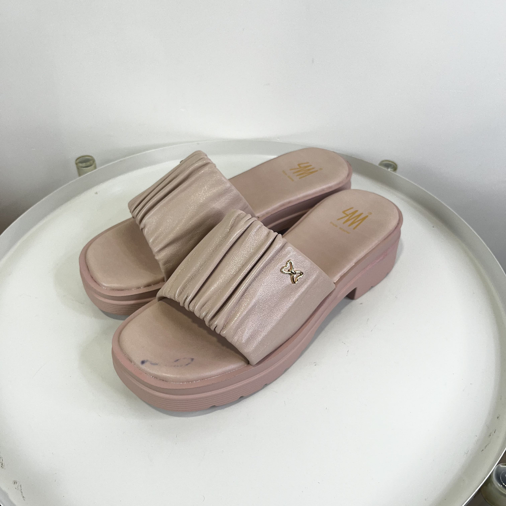 SM專櫃女鞋 展示鞋出清不提供退換貨-皺褶厚底拖鞋-38碼