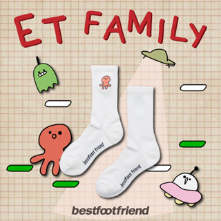 BFF Symptom Socks RedET Family 橘紅外星人 刺繡 中筒襪【BF24001-RD】