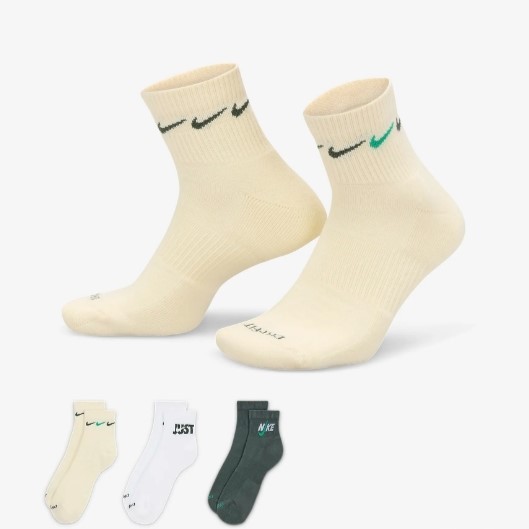 Nike 耐吉 短襪 中筒襪 Everyday Plus  緩震 速乾 透氣 休閒襪 襪子  綠黃白 DH3827901