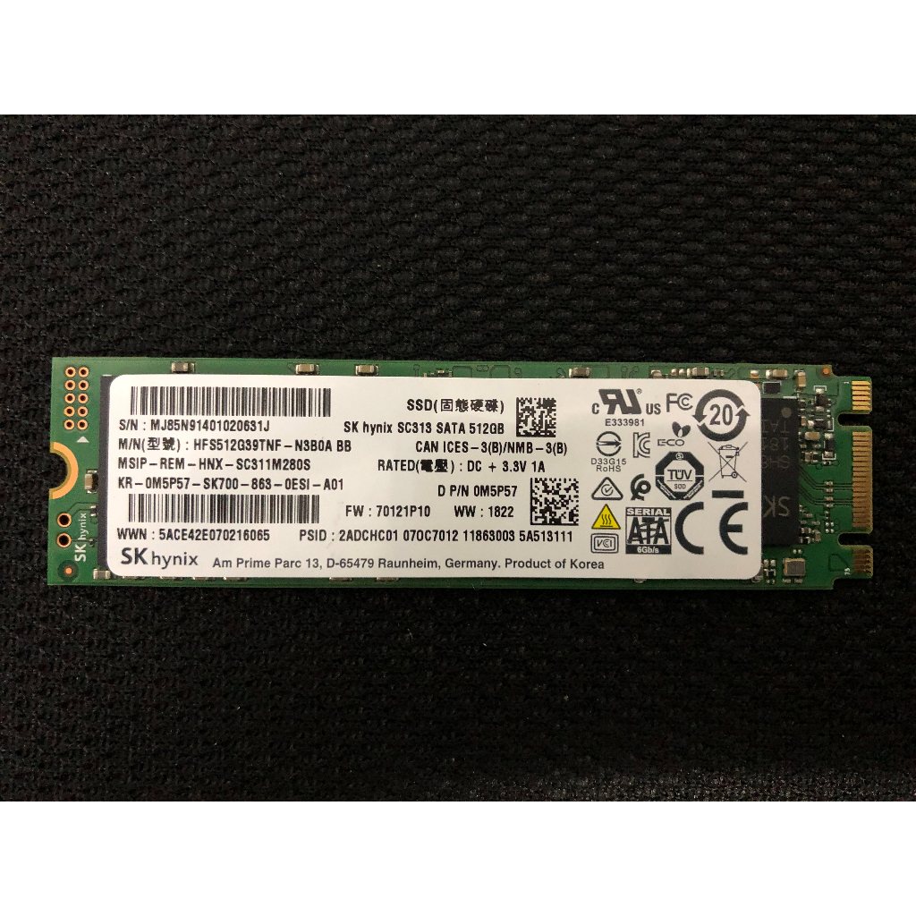 海力士 SK hynix SC313 512G SSD M.2 2280 SATA NGFF 固態硬碟 中古良品