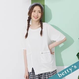 betty’s貝蒂思(21)拉鍊口袋寬版拼接上衣(共二色)