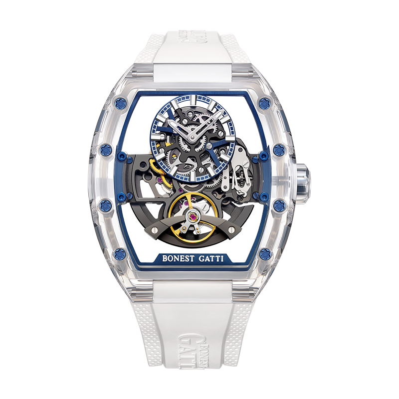 BONEST GATTI | 原廠授權布加迪 幻影時速系列 機械鏤空錶款  酒桶造型 氟橡膠錶帶 自動上鍊機械腕錶