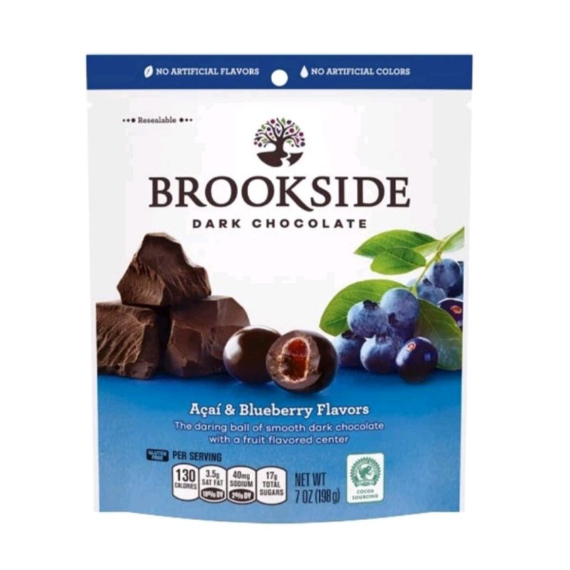 全新 BrookSide 巴西莓夾餡黑巧克力 198g