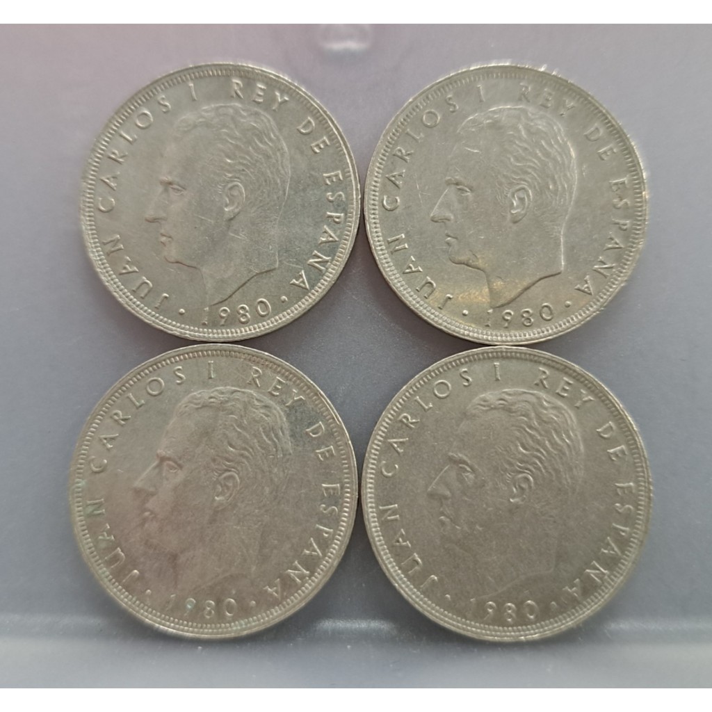 幣364 西班牙1980年25比塞塔硬幣 共4枚