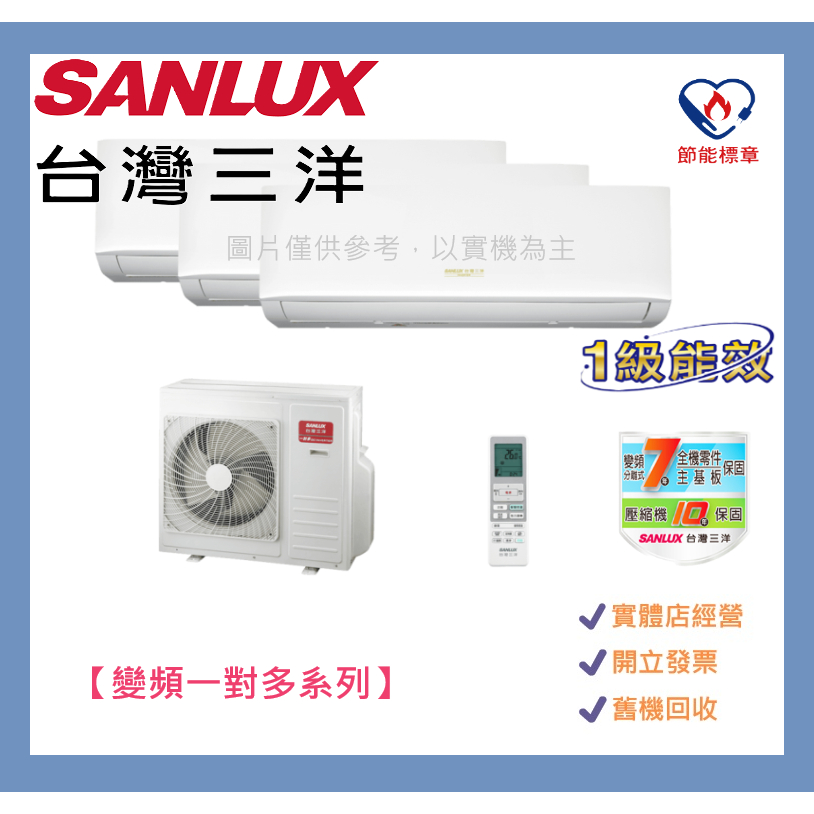 台灣三洋 5+7+7坪變頻冷暖1對3分離式冷氣 SAC-XV100HR/V28HR+V36HR+V36HR🪛基本安裝🪛