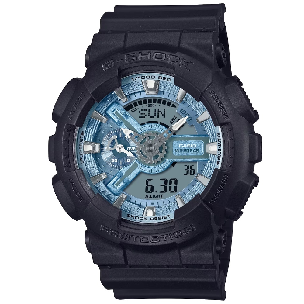 CASIO 卡西歐 G-SHOCK時尚雙顯運動手錶-藍GA-110CD-1A2