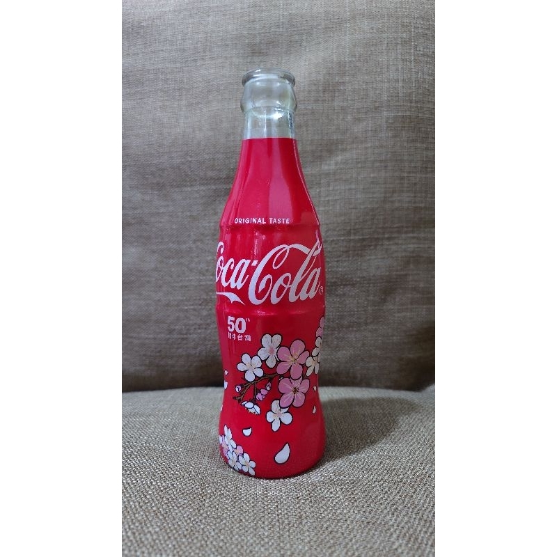 可樂玻璃瓶 可口可樂 50週年紀念瓶 花卉瓶 台灣限定款 玻璃曲線瓶