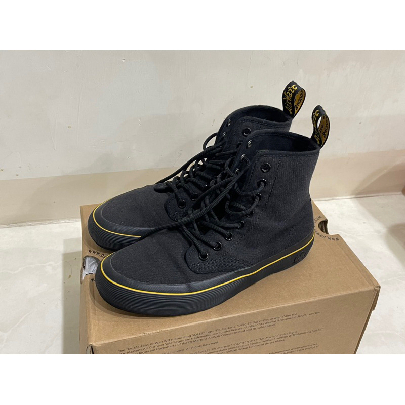 Dr.Martens 高筒帆布8孔休閒鞋 23.5 黑色 落地三次 帆布鞋