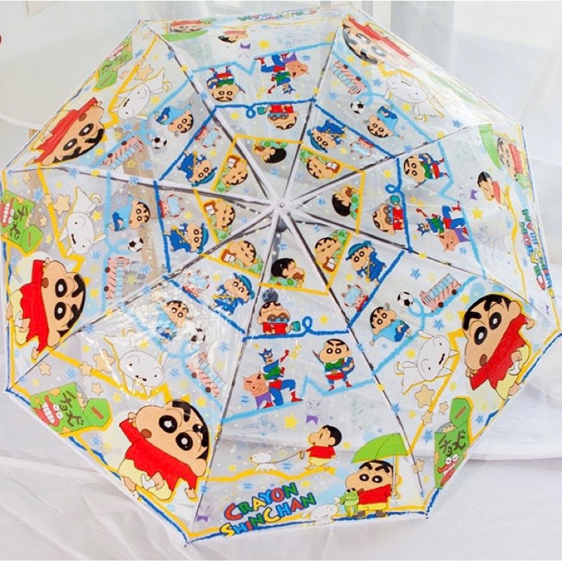 蠟筆小新 透明 自動雨傘 雨傘 折疊傘