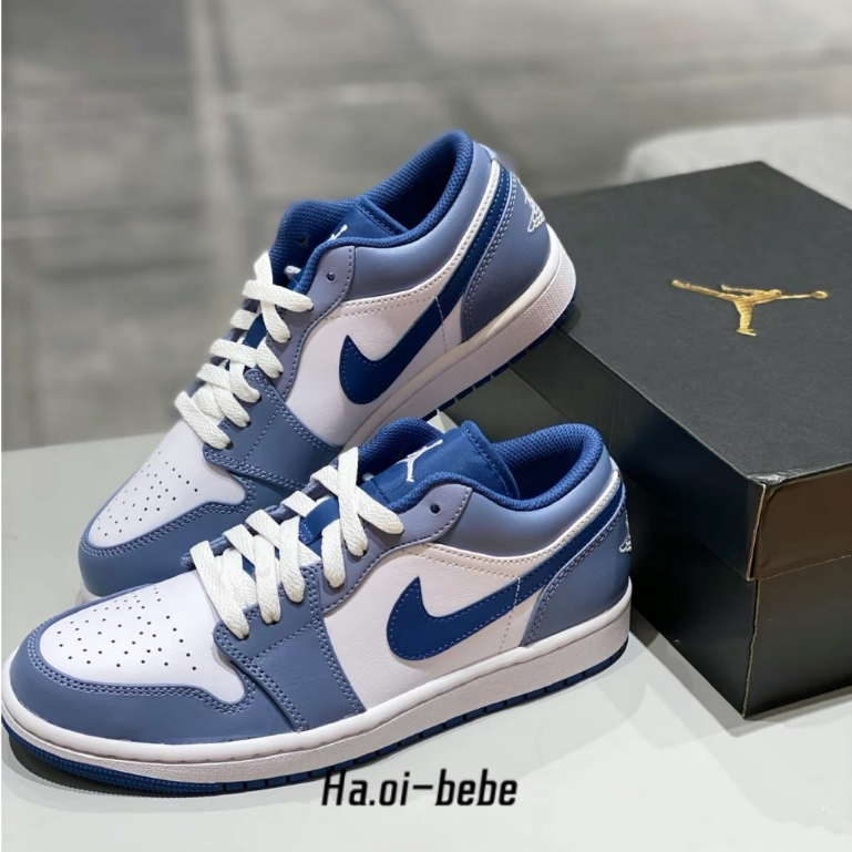 Ha.oi-bebe Nike Jordan air Jordan 1 low 復古海軍藍 板鞋 553558-414