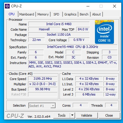 二手Intel Core i5-4460 3.2G 6M 四核心 CPU 1150腳位 (不含風扇)