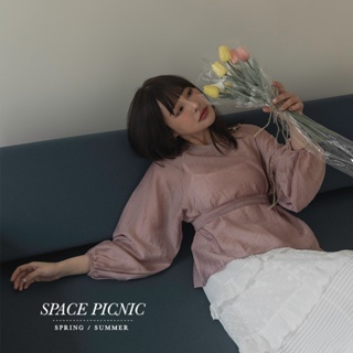 [明天出貨] Space Picnic｜兩件式-微透上衣+背心-附綁帶-3色(現貨)【C24011017】