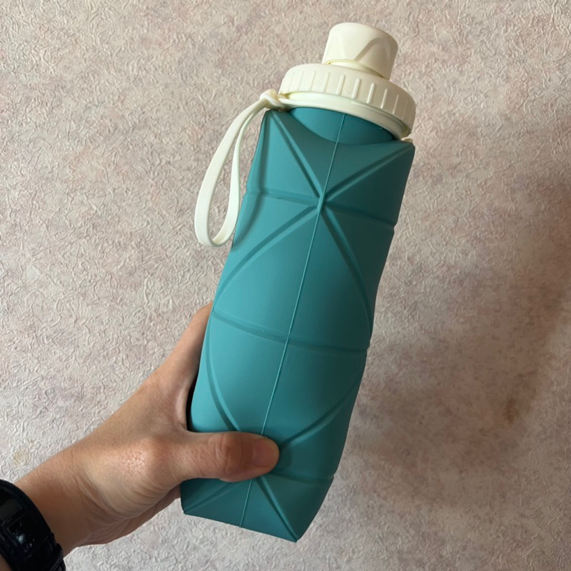600ml 桉樹綠隨身瓶矽膠環保運動折疊杯 水壺