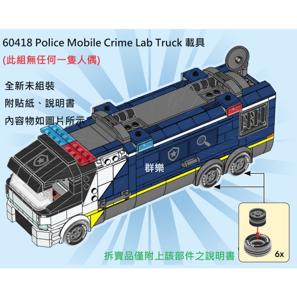 【群樂】LEGO 60418 拆賣 Police Mobile Crime Lab Truck 載具