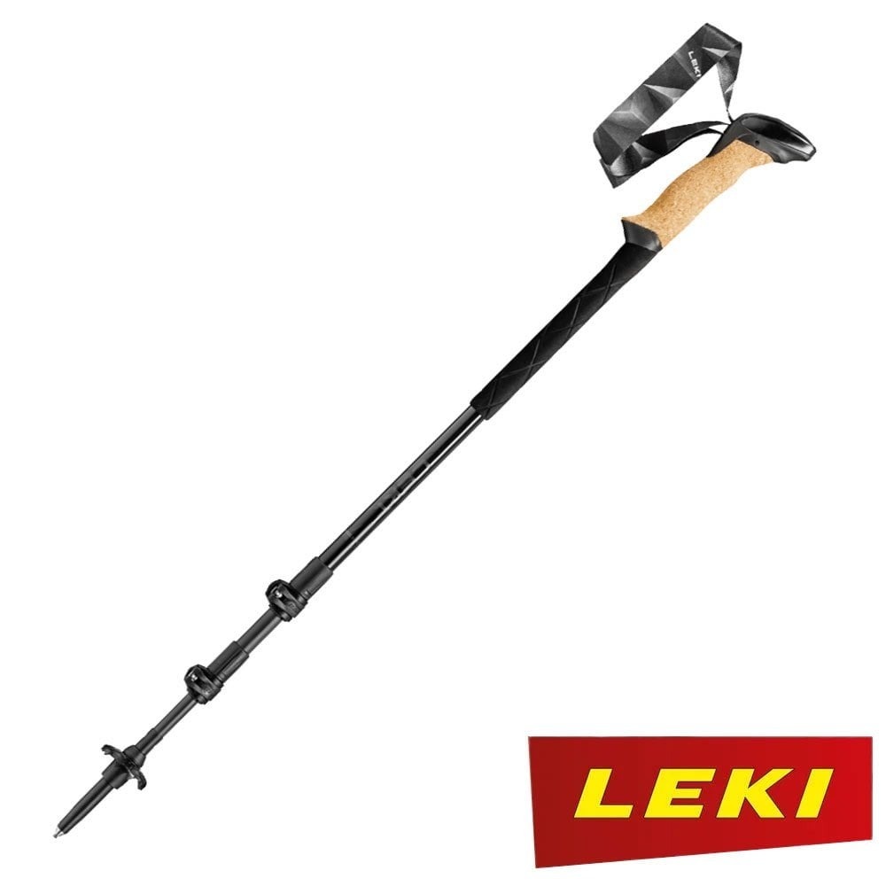 【德國 LEKI】Black Series軟木泡棉長握把碳纖維輕鋁雙快扣登山杖 65221601