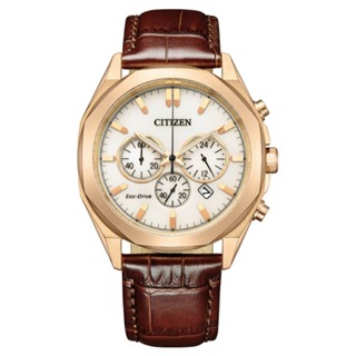 CITIZEN 星辰(CA4593-15A) Chronograph 光動能 碼錶計時 潮男不鏽鋼腕錶-小牛皮41mm