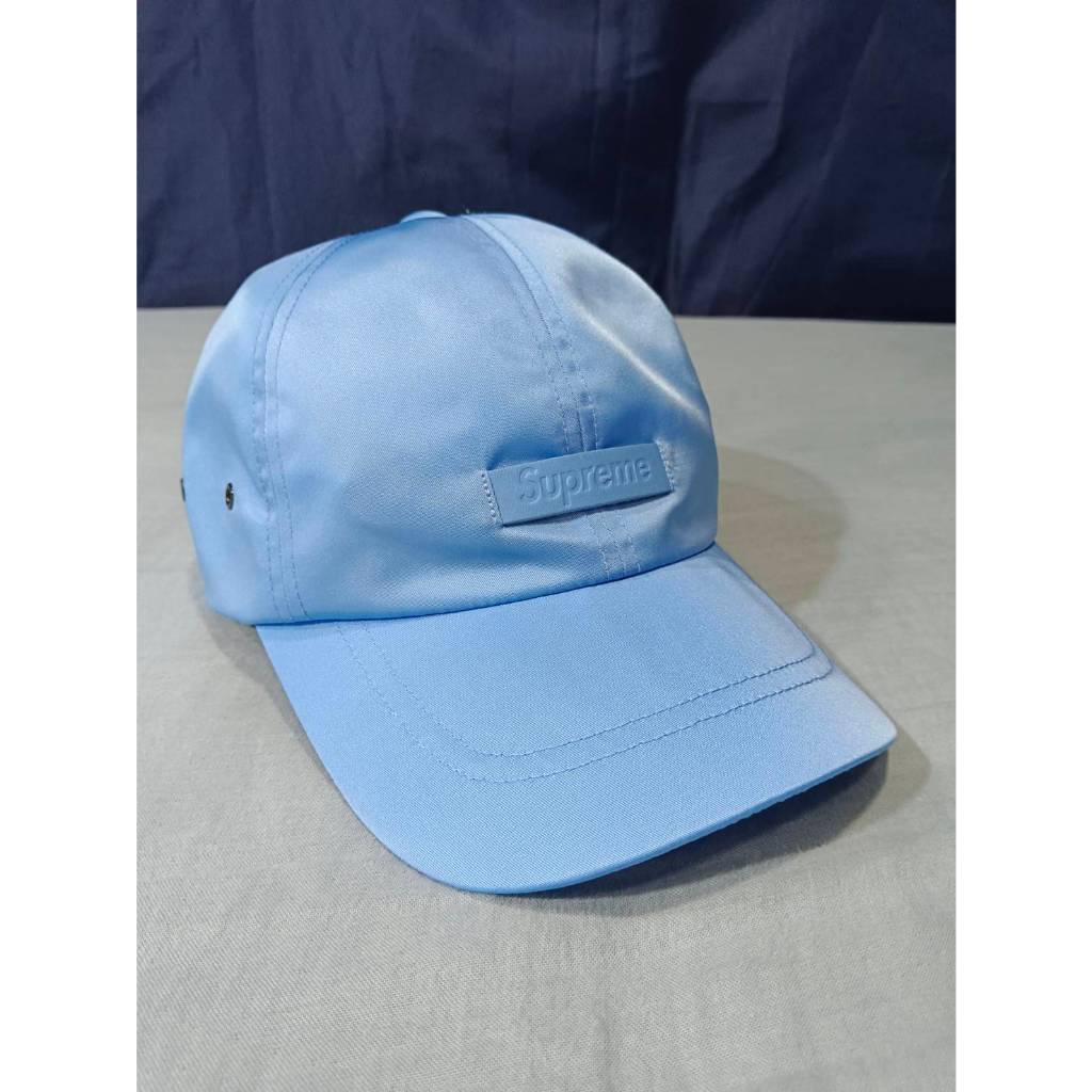 Supreme 真皮logo 棒球帽 天藍色