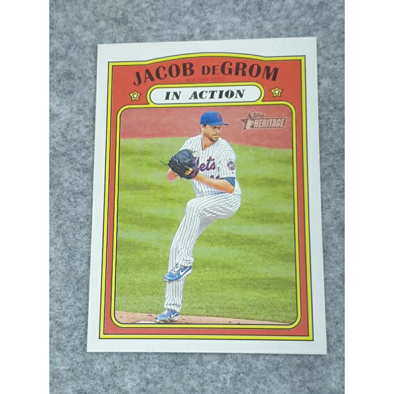 2021 Topps Heritage In Action 100 Jacob DeGrom New York Mets