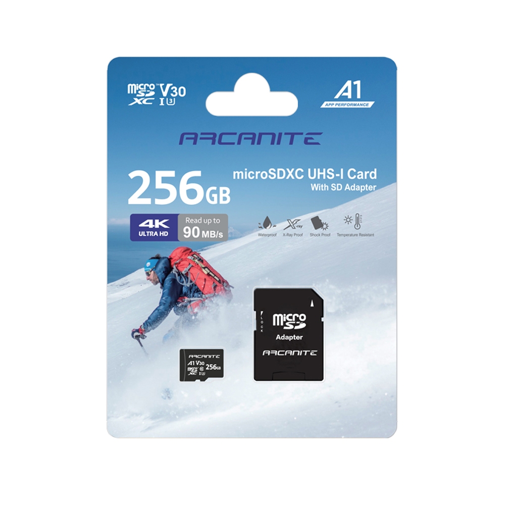 (福利品) ARCANITE 256GB MicroSDXC U3 V30 A1 記憶卡-附轉卡