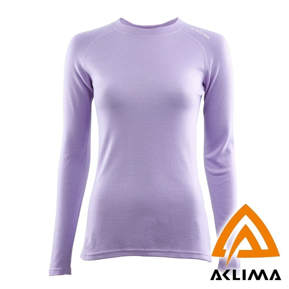 【ACLIMA 挪威】女羊毛圓領長袖上衣『紫紅』101702