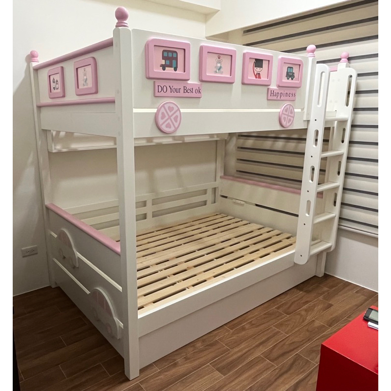 粉紅巴士造型 兒童雙層床 掀床儲物 加大 120*190
