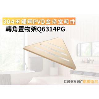 【文成】凱撒衛浴-轉角置物架Q6314PG(304不鏽鋼PVD金浴室配件)置物架 轉角架 平臺架