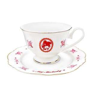 日本正版 美樂蒂 melody陶瓷咖啡杯盤組 下午茶 咖啡拉花杯 陶瓷拉花杯 陶瓷杯 馬克杯 咖啡杯組 花茶陶瓷杯 生日