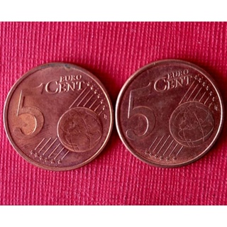 R48歐洲各年代紅銅5CENT錢幣。2枚合拍，保真，品相良好。