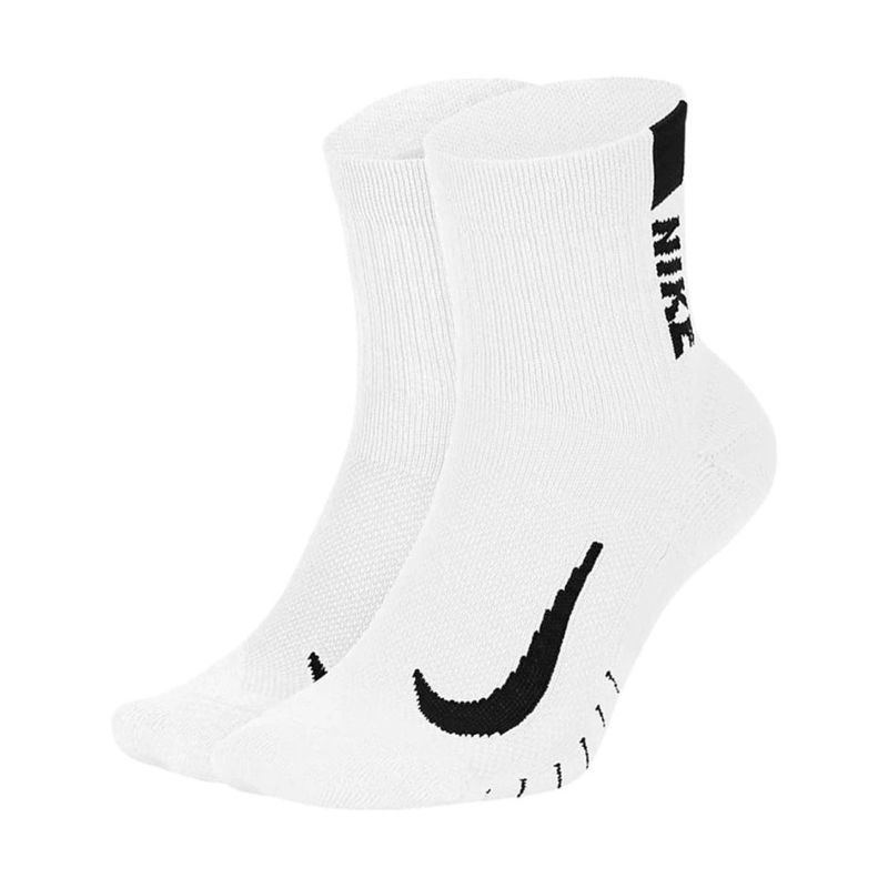 Nike 襪子 Multiplier Running 白 中筒襪 跑步 透氣 （兩雙一組）