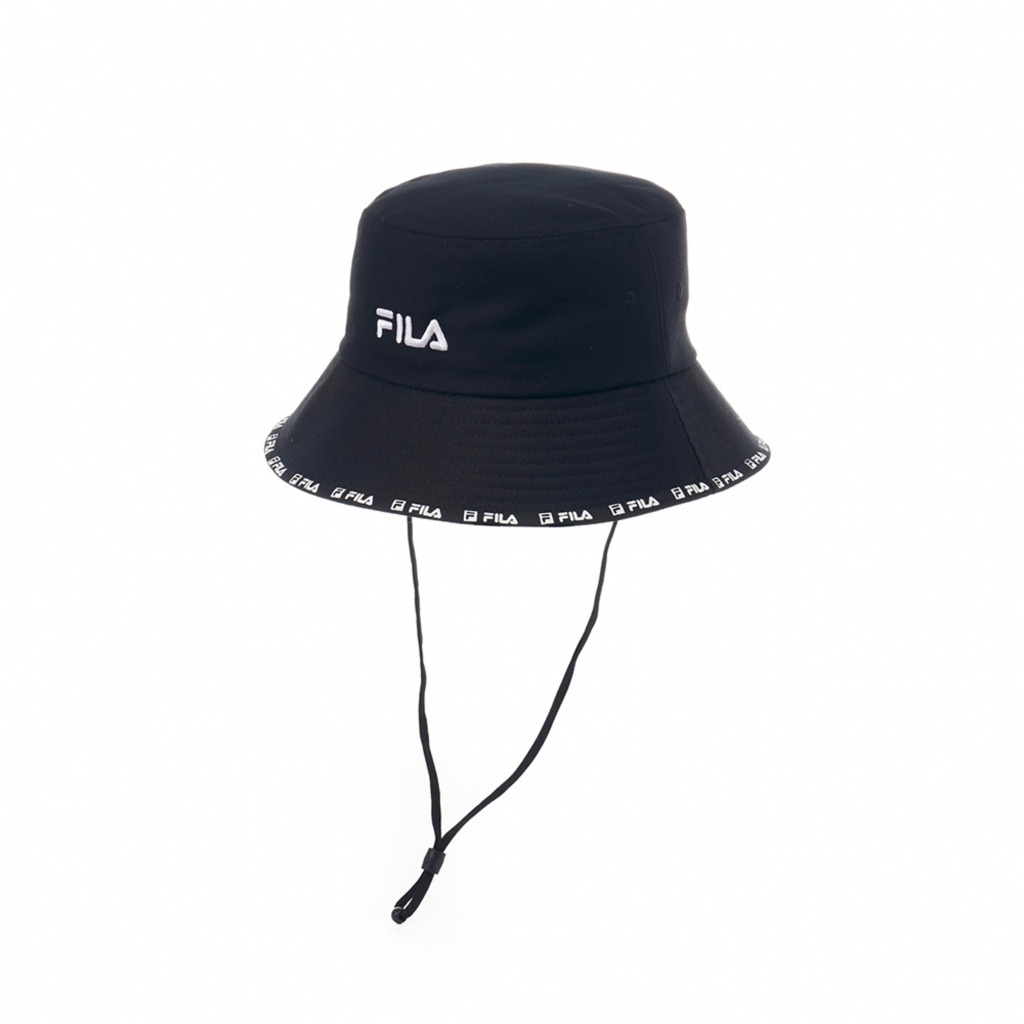 FILA 簡約素色筒帽/漁夫帽 休閒圓帽 -黑色 (HTY-1200-BK)