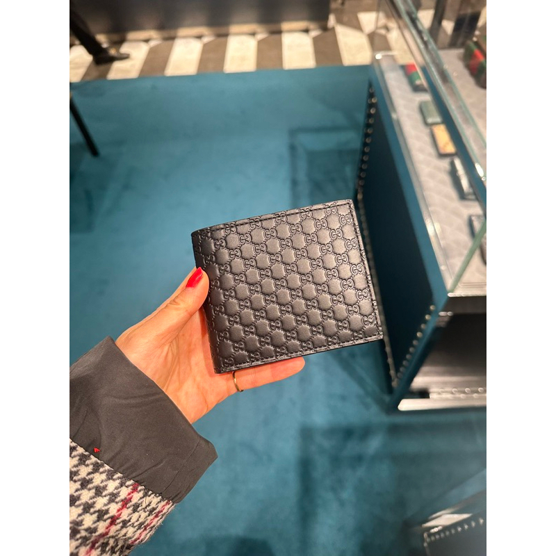 SoHoShop歐洲代購  GUCCI 經典Guccissima GG壓紋牛皮摺疊短款錢包短夾皮夾 4卡