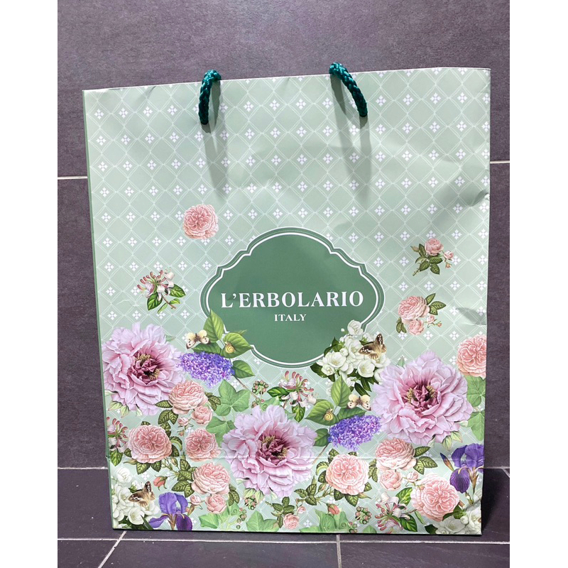 義大利頂級草本保養品牌【L'ERBOLARIO蕾莉歐】浪漫繽紛花園紙袋/禮品袋/手提袋/禮物袋/購物袋