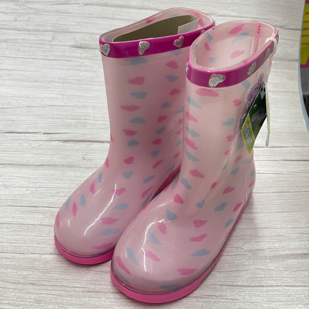 ［出清品］《布布童鞋》粉紅豬小妹佩佩豬附鞋墊粉色愛心兒童雨鞋(20公分)