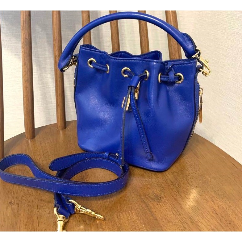日本知名專櫃品牌 Samantha Thavasa 深藍色 經典鎖頭款 仿皮革 手提 側背 二用包~低價出清