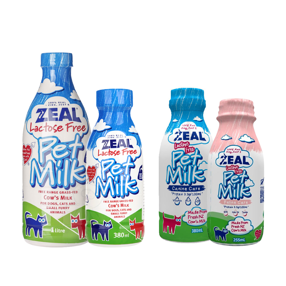 ＊短腿兄妹＊ZEAL 真致 紐西蘭天然寵物牛奶 380ml / 1000ml 犬貓專用鮮乳 不含乳糖 比奶粉更好吸收