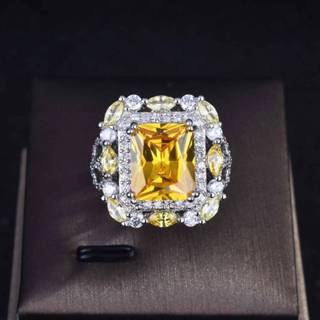 現貨 8克拉 黃水晶 天然寶石 戒指 彩色寶石鑽戒 大賺八方財 黃水晶 黃財神 偏財 可調式戒圍（附贈飾品盒）