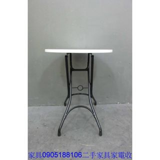 新竹二手傢俱◎百豐悅2手傢俱-全新新品出清 白色61公分鐵腳圓形摺疊桌 小邊桌 可收納茶几 桃園2手傢俱 銅鑼二手傢俱