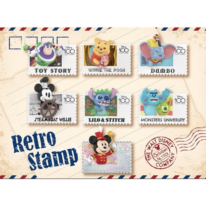 萬事喵【現貨】Disney 迪士尼100周年 復古郵票 盲盒