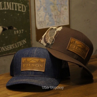 最新款 熱賣 Filson Logger Mesh Cap 牛仔丹寧布 皮標 復古棒球帽 伐木工人帽 卡車司機帽 網帽