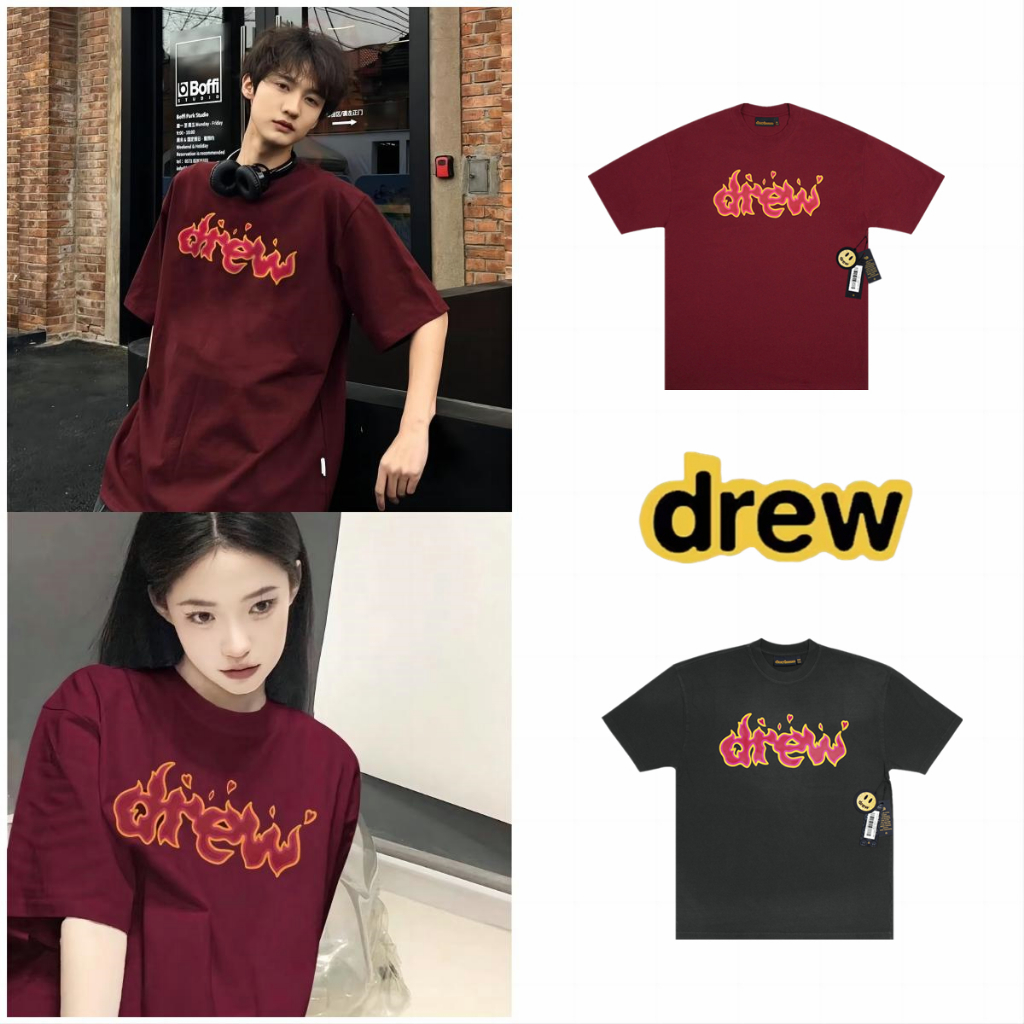 代購 🇰🇷 Drew 短袖 drew house 笑臉 短袖 火焰 字母 LOGO 男女 小賈 情侶 t恤