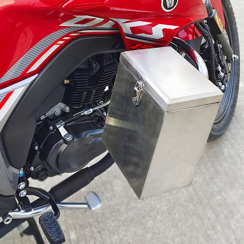不銹鋼摩托車保險杠前置物箱 水杯架 電動車工具箱 儲物箱 後邊箱尾箱