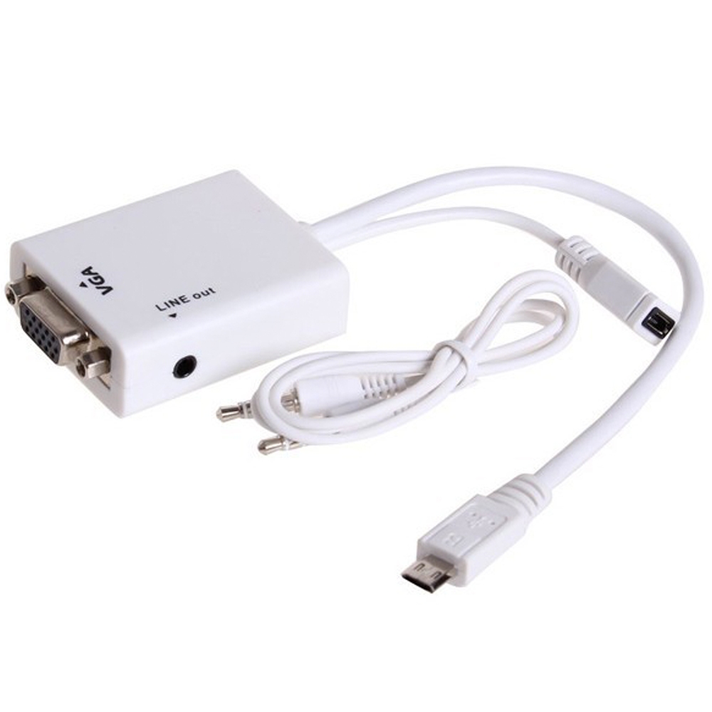Bravo-u MICRO USB轉VGA MHL影音傳輸轉接線(白)15cm