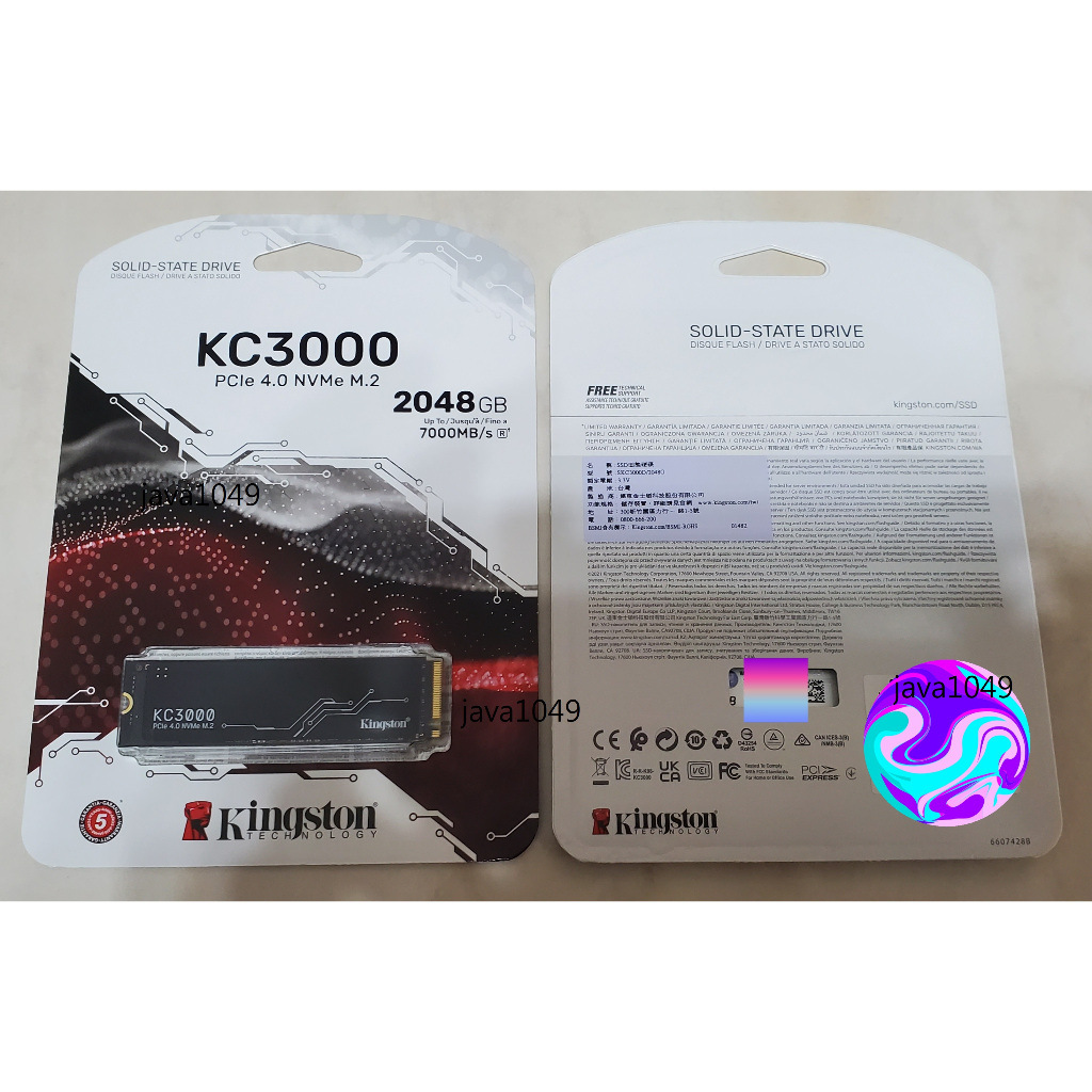 Kingston金士頓 KC3000 2TB [全新] M.2 PCIe Gen4x4 SSD固態硬碟