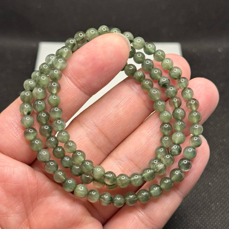 巴西 綠髮晶 三圈 手珠 5m 晶體帶順絲貓眼 旺正財 帶好運 招貴人 3圈 手串 起陽石 繞三圈 手鍊 也可當項鍊