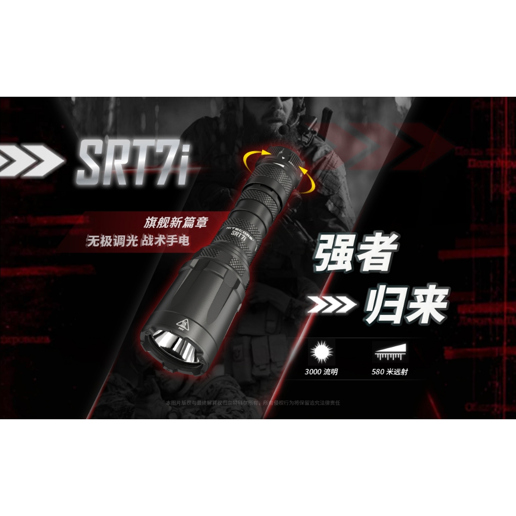【LED Lifeway】Nitecore SRT6i / SRT7i (附電池) 磁控遠射戰術手電筒(1*21700)