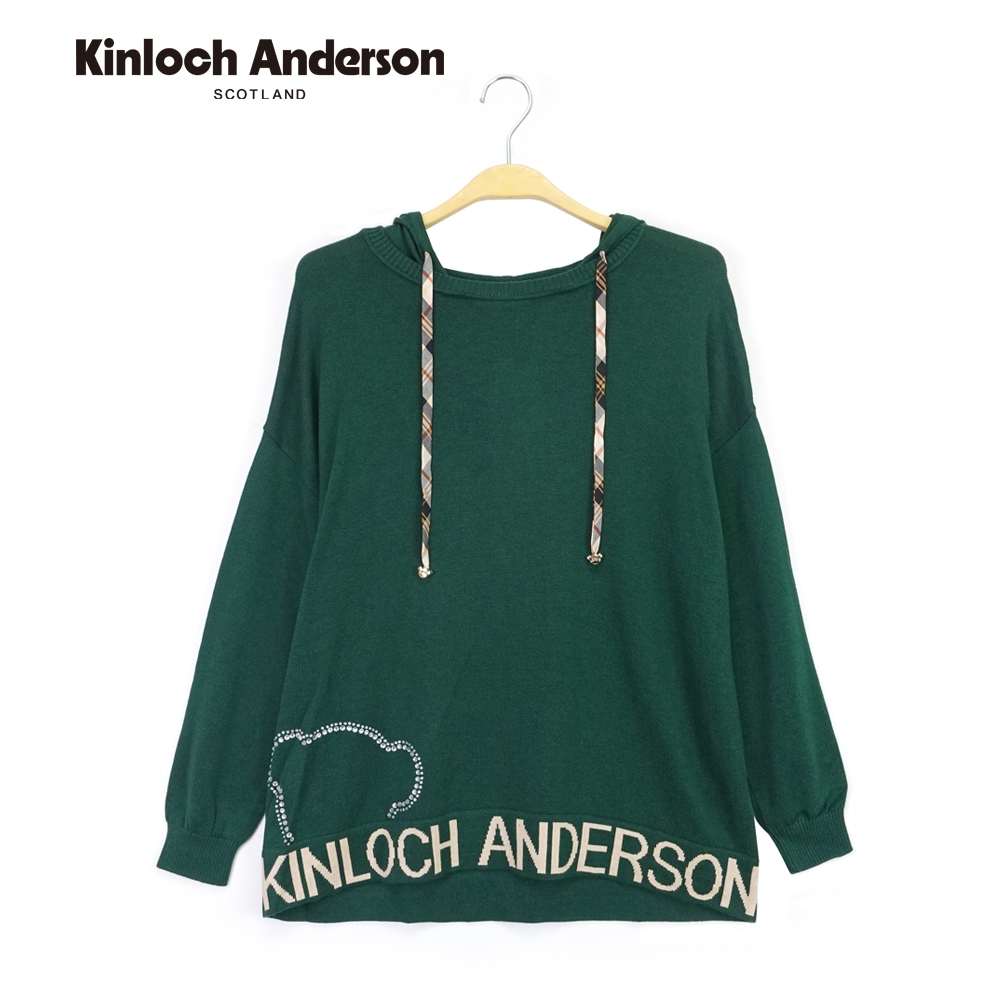 【金安德森女裝】可愛熊頭刺繡長袖連帽針織上衣 KA0979021 (綠)
