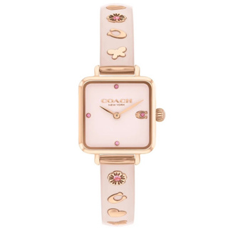 COACH 珍妮佛羅培茲廣告款 時尚方形手鐲女錶 (公司貨）粉紅x玫瑰金CO14504309/22mm